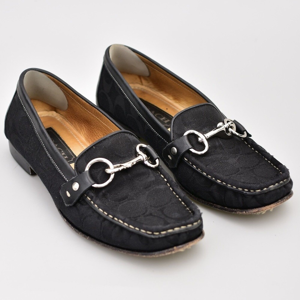 Coach Black Signature Canvas Horsebit Loafers